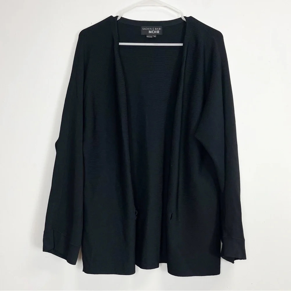 Sachin & Babi Noir Cardigan Sweater Womens Size Medium Black Rayon Blend
